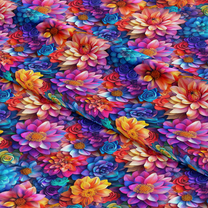 3D Colorful Florals Pattern 3 Quilting Cotton Fabric
