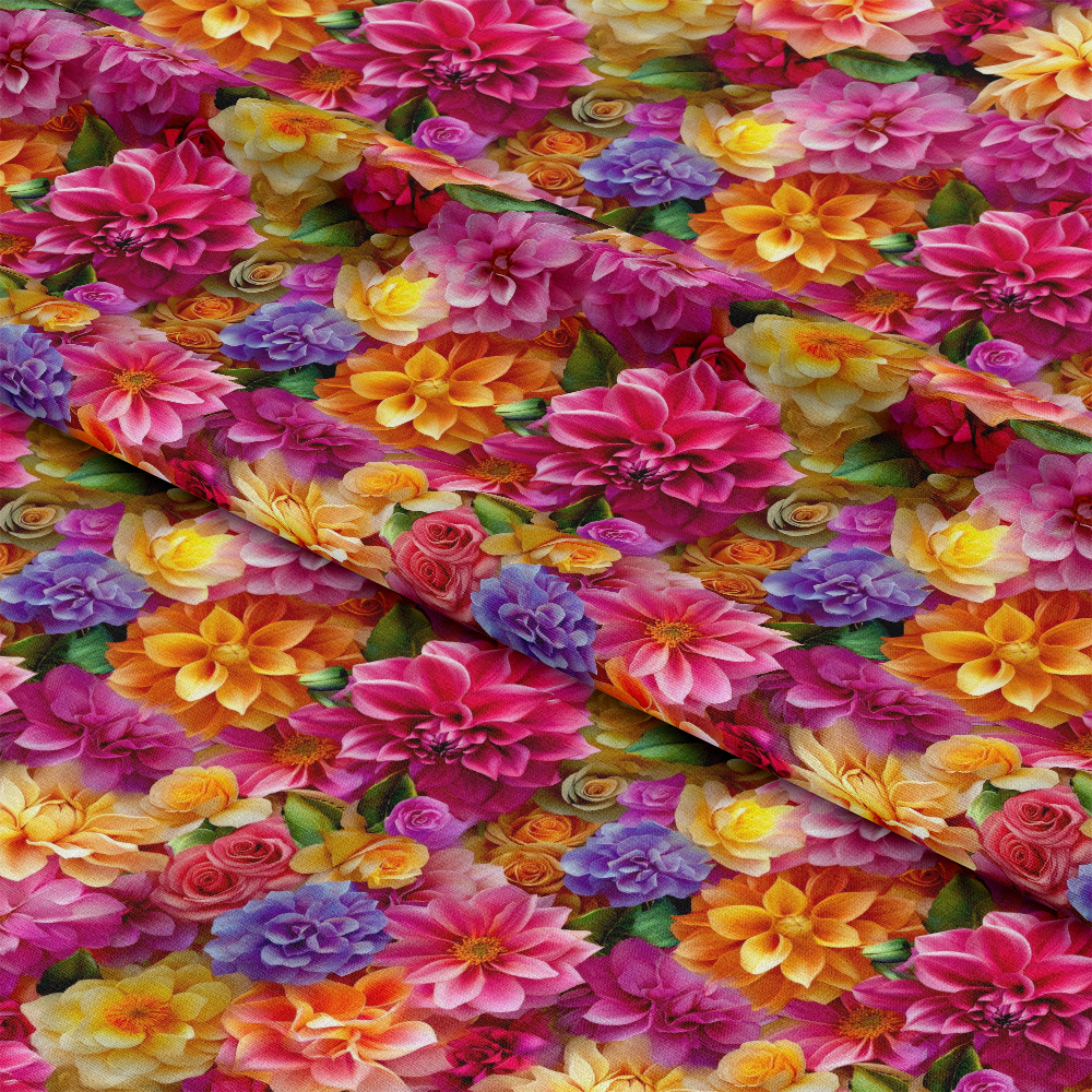 3D Colorful Florals Pattern 4 Quilting Cotton Fabric