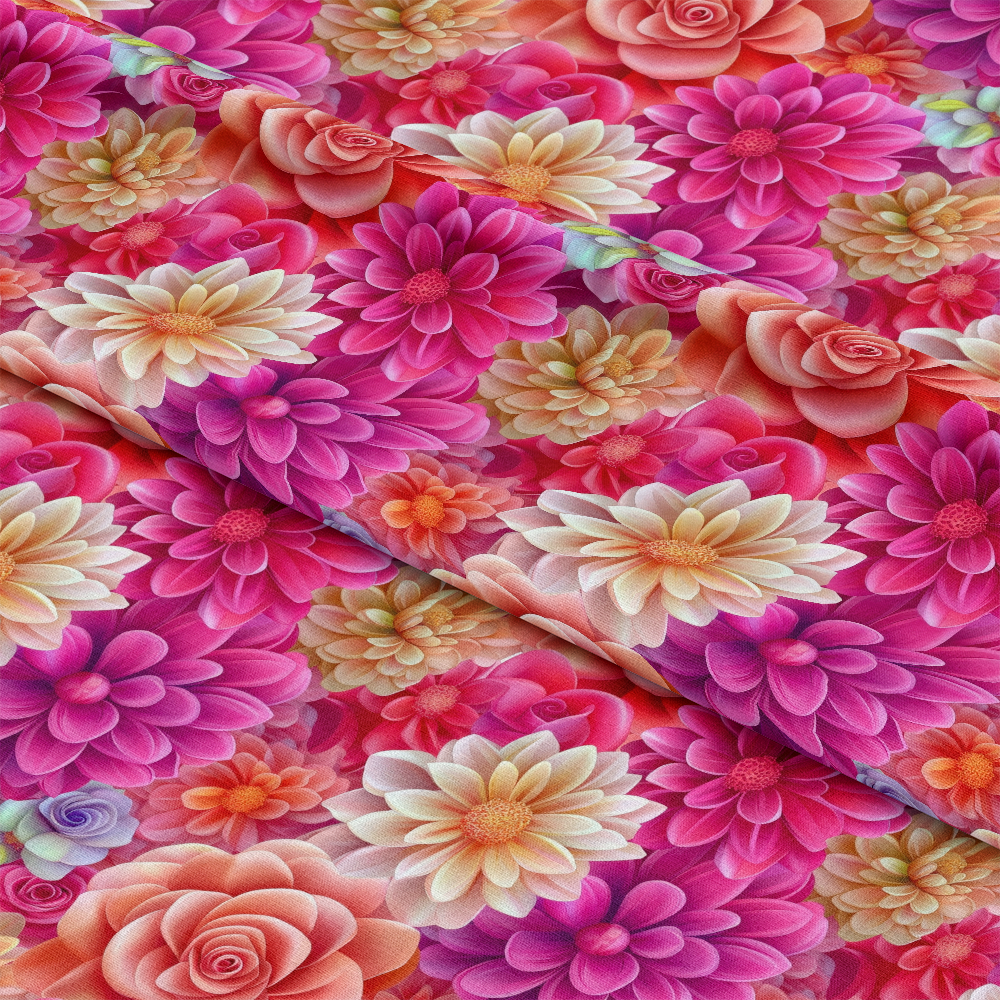3D Colorful Florals Pattern 6 Quilting Cotton Fabric