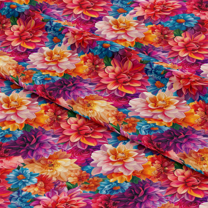 3D Colorful Florals Pattern 7 Quilting Cotton Fabric