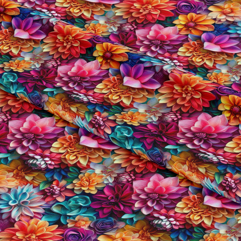 3D Colorful Florals Pattern 8 Quilting Cotton Fabric