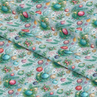 Pastel Christmas Time Pattern 2 Quilting Cotton Fabric