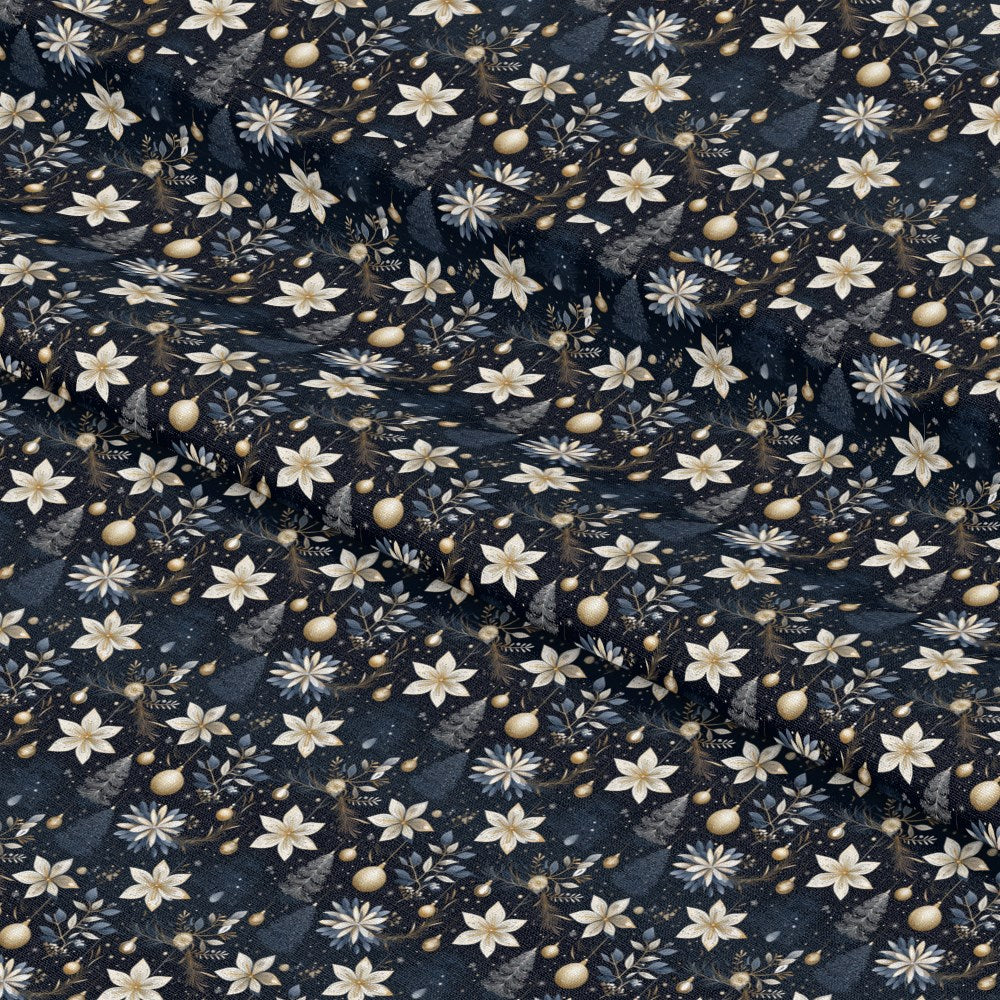 Navy and Cream Christmas Pattern 11 Quilting Cotton Fabric