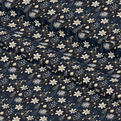 Navy and Cream Christmas Pattern 11 Quilting Cotton Fabric