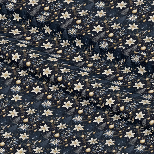 Navy and Cream Christmas Pattern 11 Quilting Cotton Fabric