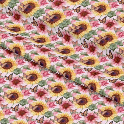 Sunflower and Butterfly Pattern 19 Quilting Cotton Fabric