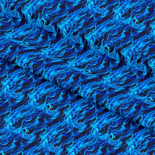 Blue Splash Fire Flame Pattern 10 Quilting Cotton Fabric
