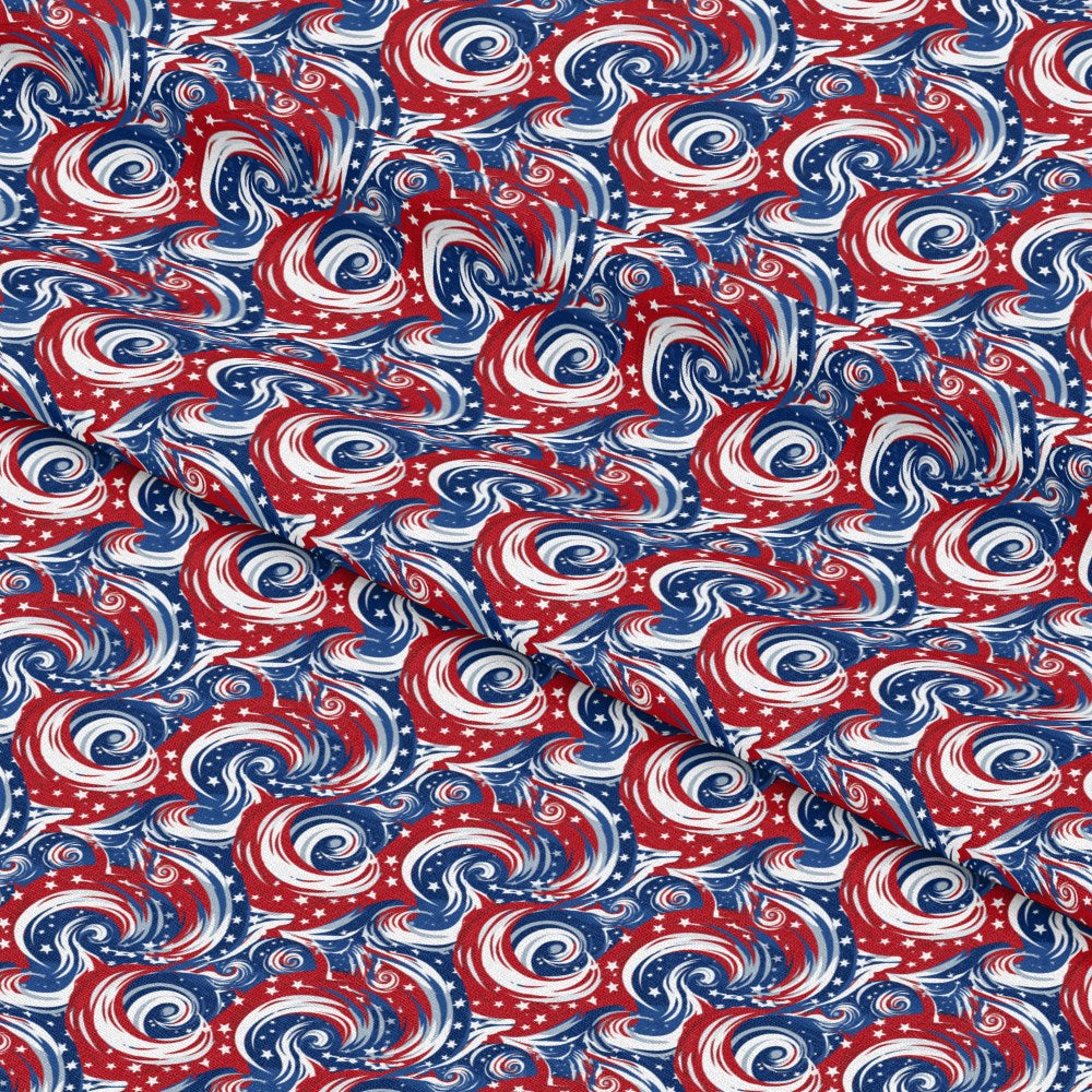 USA Flag Swirls Pattern 1 Quilting Cotton Fabric