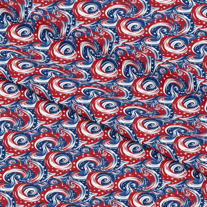 USA Flag Swirls Pattern 1 Quilting Cotton Fabric