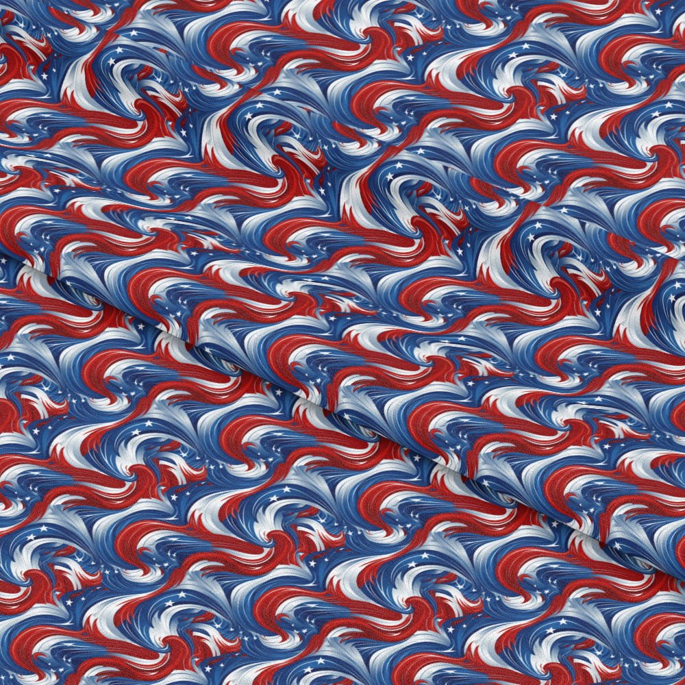 USA Flag Swirls Pattern 11 Quilting Cotton Fabric