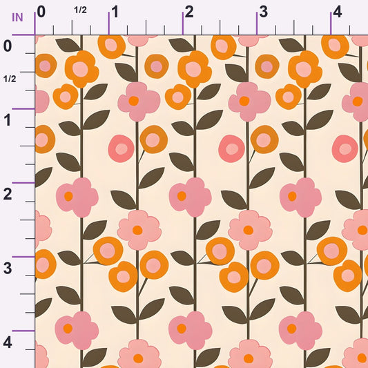 70s Retro Flowers Pattern 1 Minky Fabric