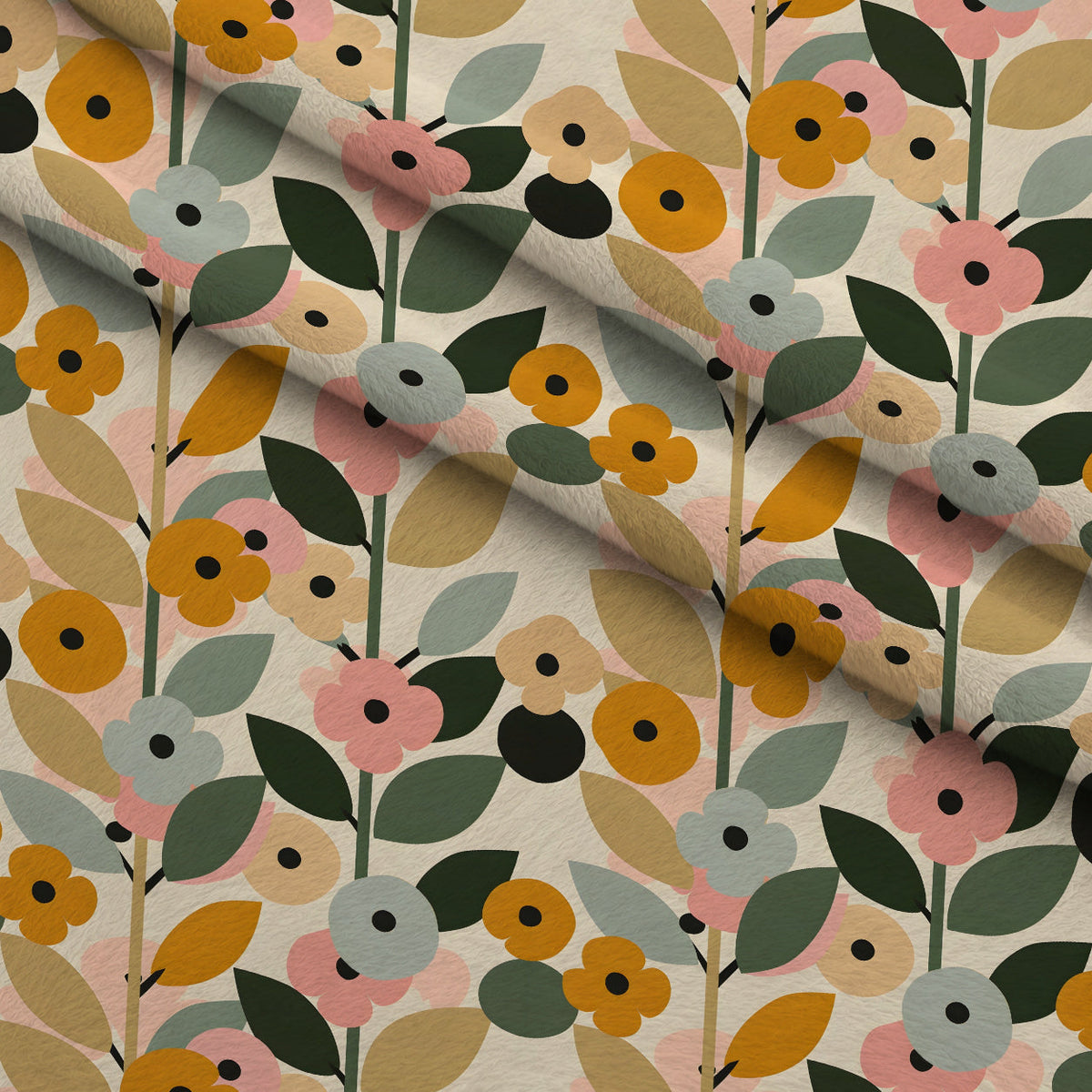 70s Retro Flowers Pattern 12 Minky Fabric