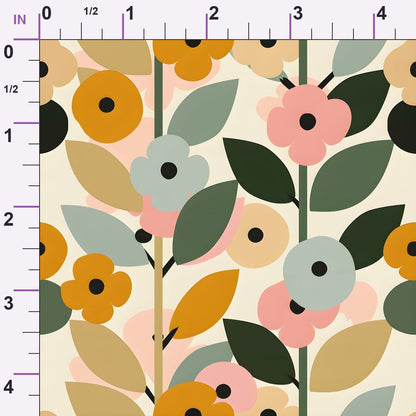 70s Retro Flowers Pattern 12 Minky Fabric