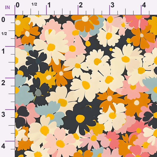 70s Retro Flowers Pattern 14 Minky Fabric