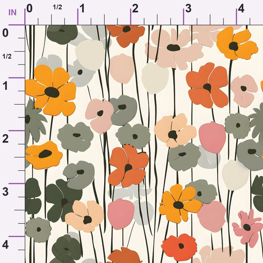 70s Retro Flowers Pattern 15 Minky Fabric