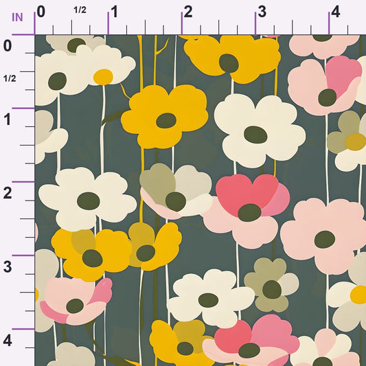70s Retro Flowers Pattern 2 Minky Fabric