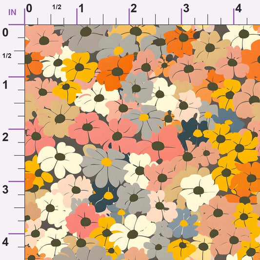 70s Retro Flowers Pattern 4 Minky Fabric