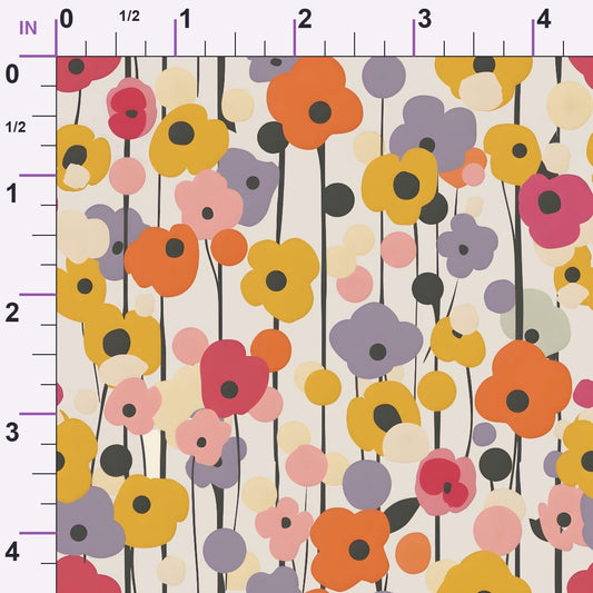 70s Retro Flowers Pattern 7 Minky Fabric