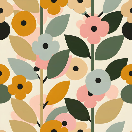 70s Retro Flowers Pattern 12 Minky Fabric