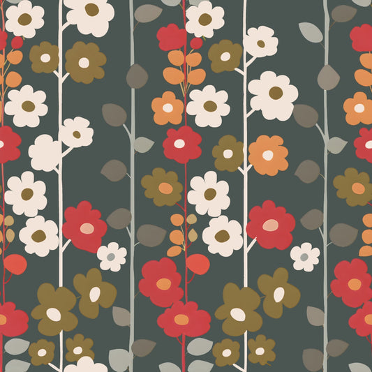 70s Retro Flowers Pattern 13 Minky Fabric