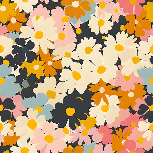 70s Retro Flowers Pattern 14 Minky Fabric