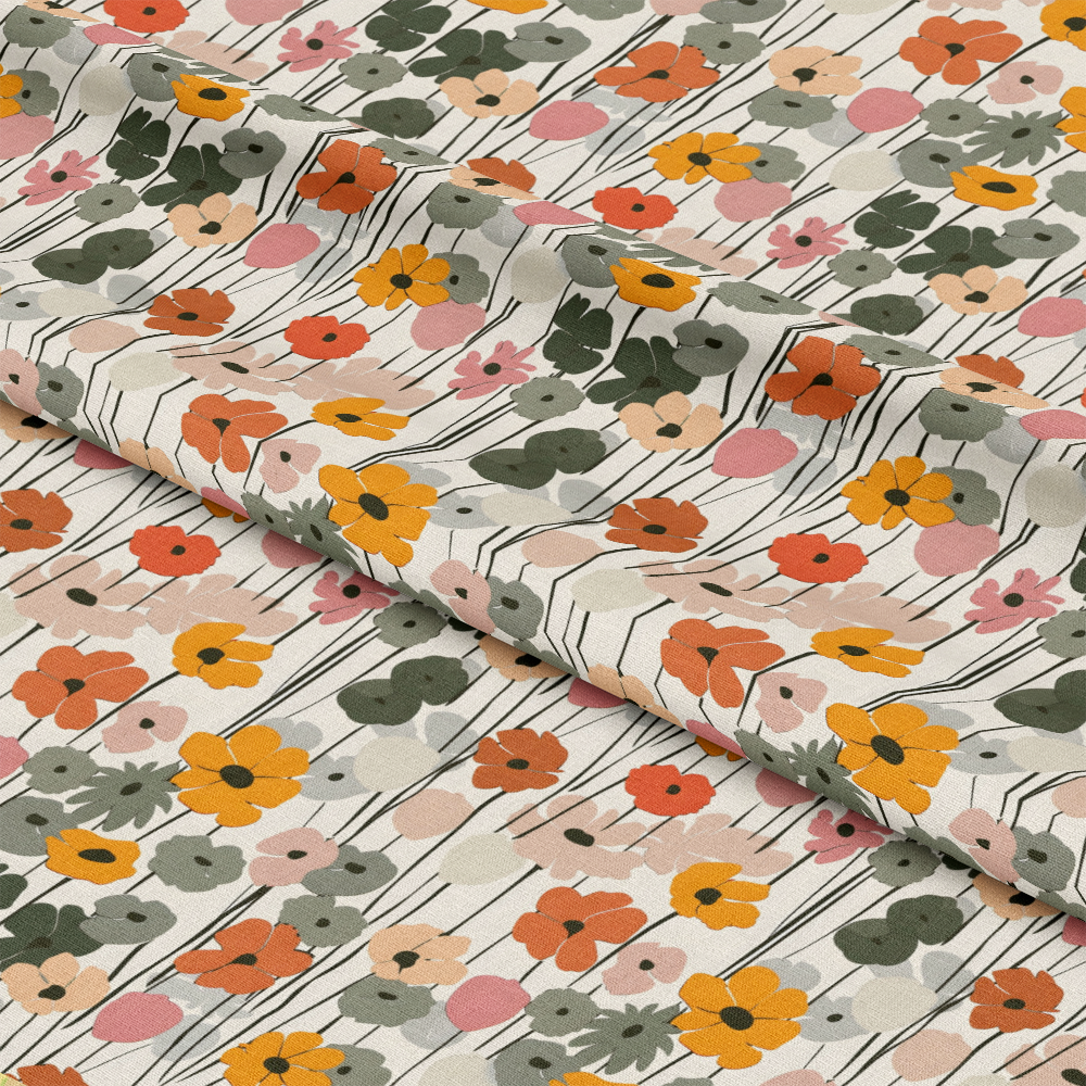 70s Retro Flowers Pattern 15 Quilting Cotton Fabric