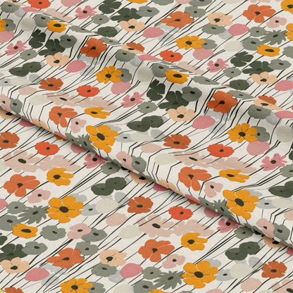 70s Retro Flowers Pattern 15 Quilting Cotton Fabric