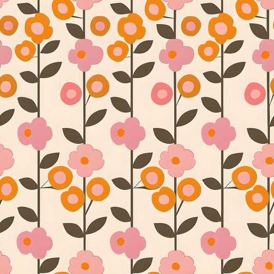 70s Retro Flowers Pattern 1 Minky Fabric