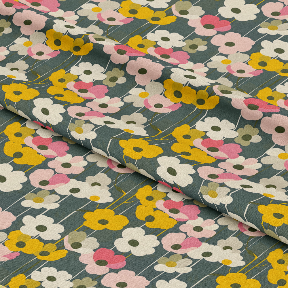 70s Retro Flowers Pattern 2 Quilting Cotton Fabric