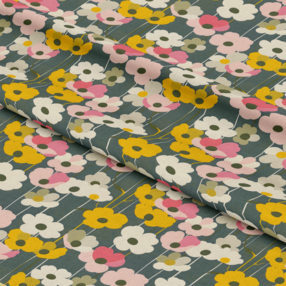 70s Retro Flowers Pattern 2 Quilting Cotton Fabric