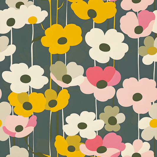 70s Retro Flowers Pattern 2 Minky Fabric