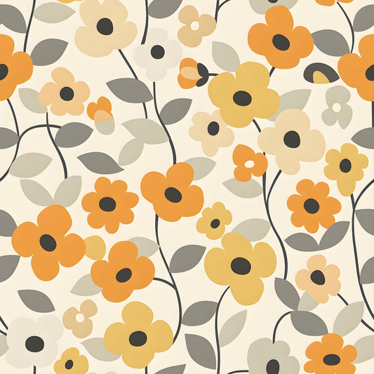 70s Retro Flowers Pattern 3 Minky Fabric