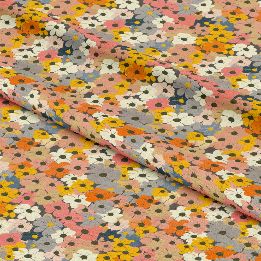 70s Retro Flowers Pattern 4 Quilting Cotton Fabric