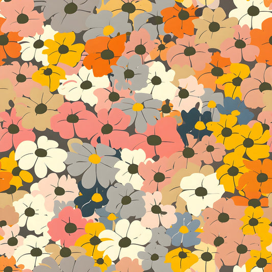 70s Retro Flowers Pattern 4 Minky Fabric