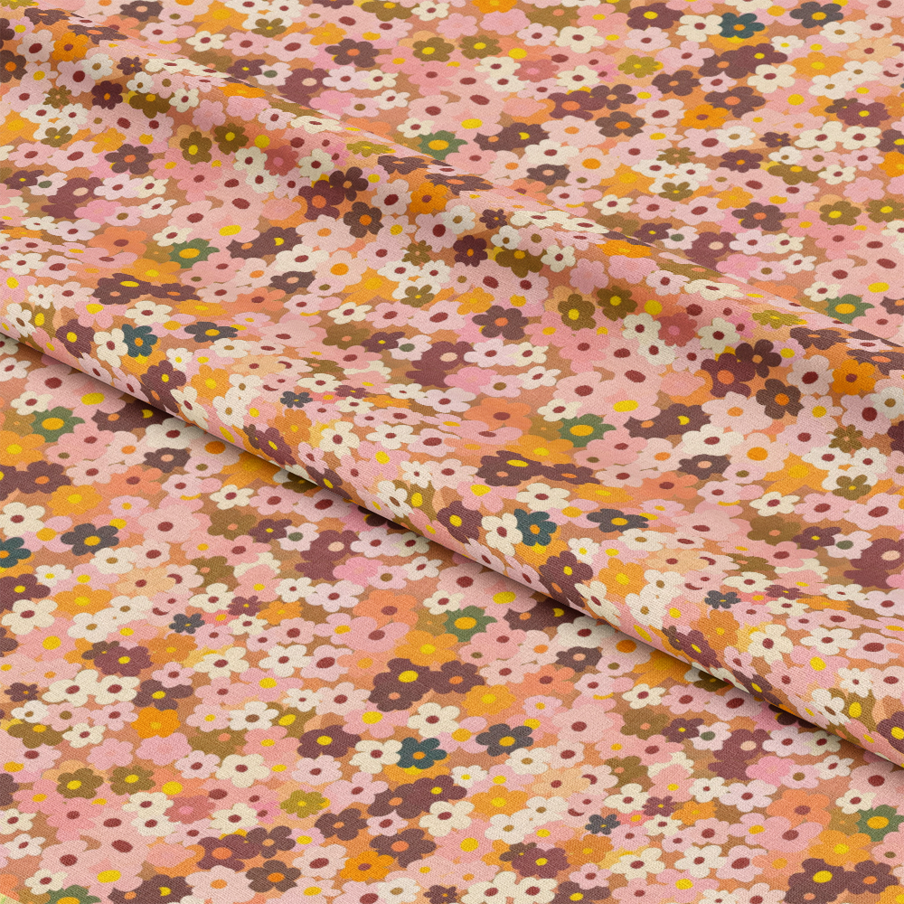 70s Retro Flowers Pattern 6 Quilting Cotton Fabric