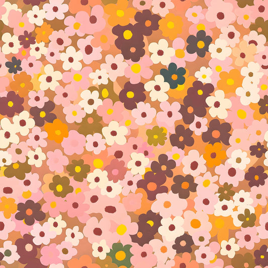 70s Retro Flowers Pattern 6 Minky Fabric