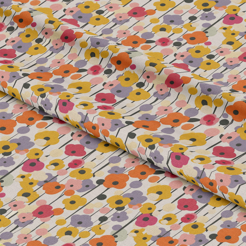 70s Retro Flowers Pattern 7 Quilting Cotton Fabric