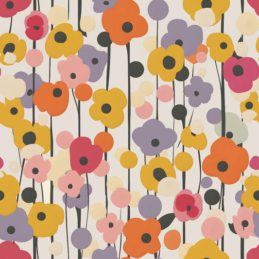 70s Retro Flowers Pattern 7 Minky Fabric