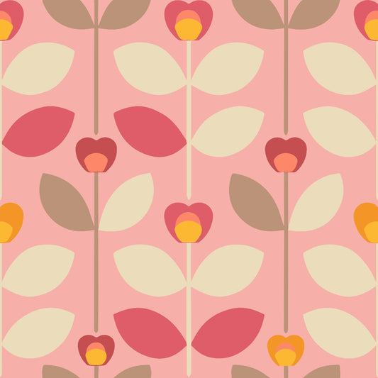 70s Retro Flowers Pattern 9 Minky Fabric