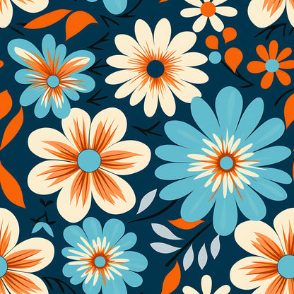 70s Retro Groovy Floral Pattern 13 Quilting Cotton Fabric
