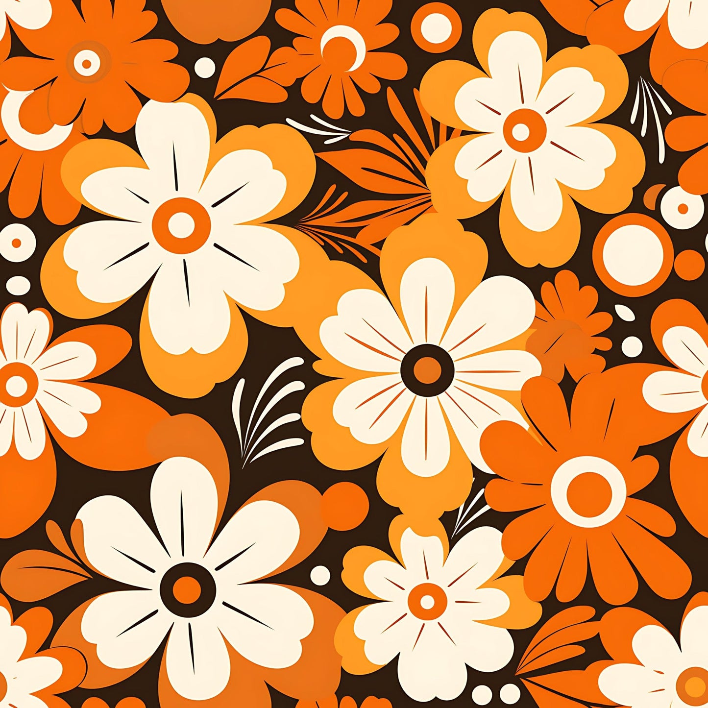 70s Retro Groovy Floral Pattern 23 Quilting Cotton Fabric
