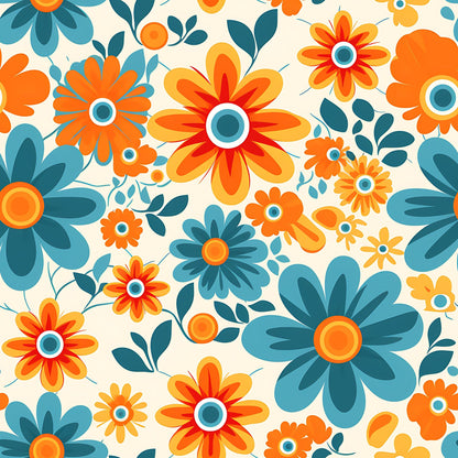 70s Retro Groovy Floral Pattern 25 Quilting Cotton Fabric