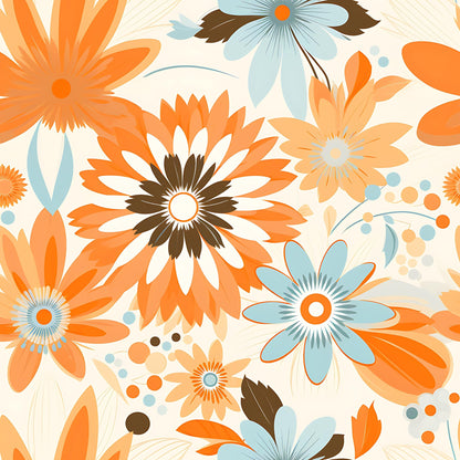 70s Retro Groovy Floral Pattern 26 Quilting Cotton Fabric