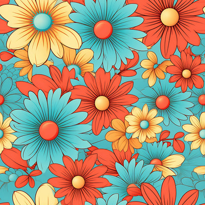 70s Retro Groovy Floral Pattern 3 Quilting Cotton Fabric