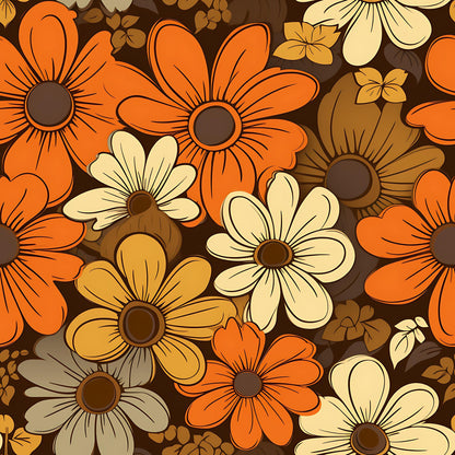70s Retro Groovy Floral Pattern 6 Quilting Cotton Fabric