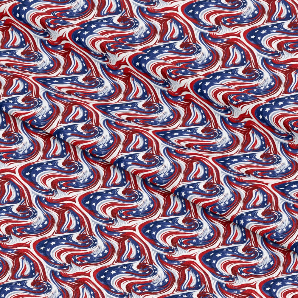 USA Flag Swirls Pattern 9 Quilting Cotton Fabric
