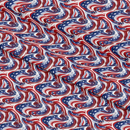 USA Flag Swirls Pattern 9 Quilting Cotton Fabric
