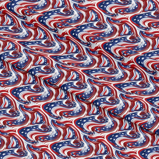 USA Flag Swirls Pattern 9 Quilting Cotton Fabric