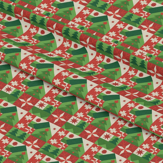 Scandinavian Folk Christmas Pattern 11 Quilting Cotton Fabric