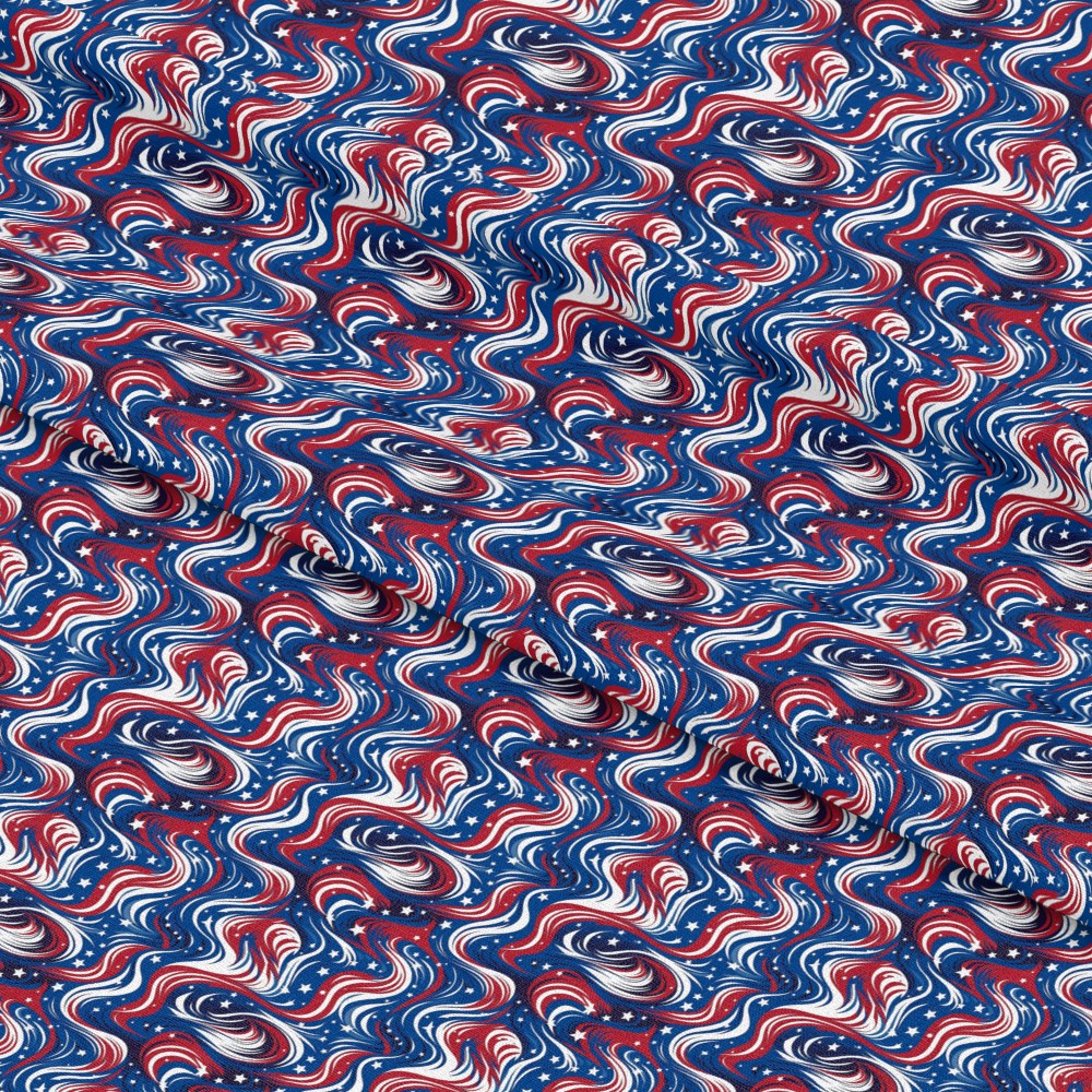 USA Flag Swirls Pattern 2 Quilting Cotton Fabric